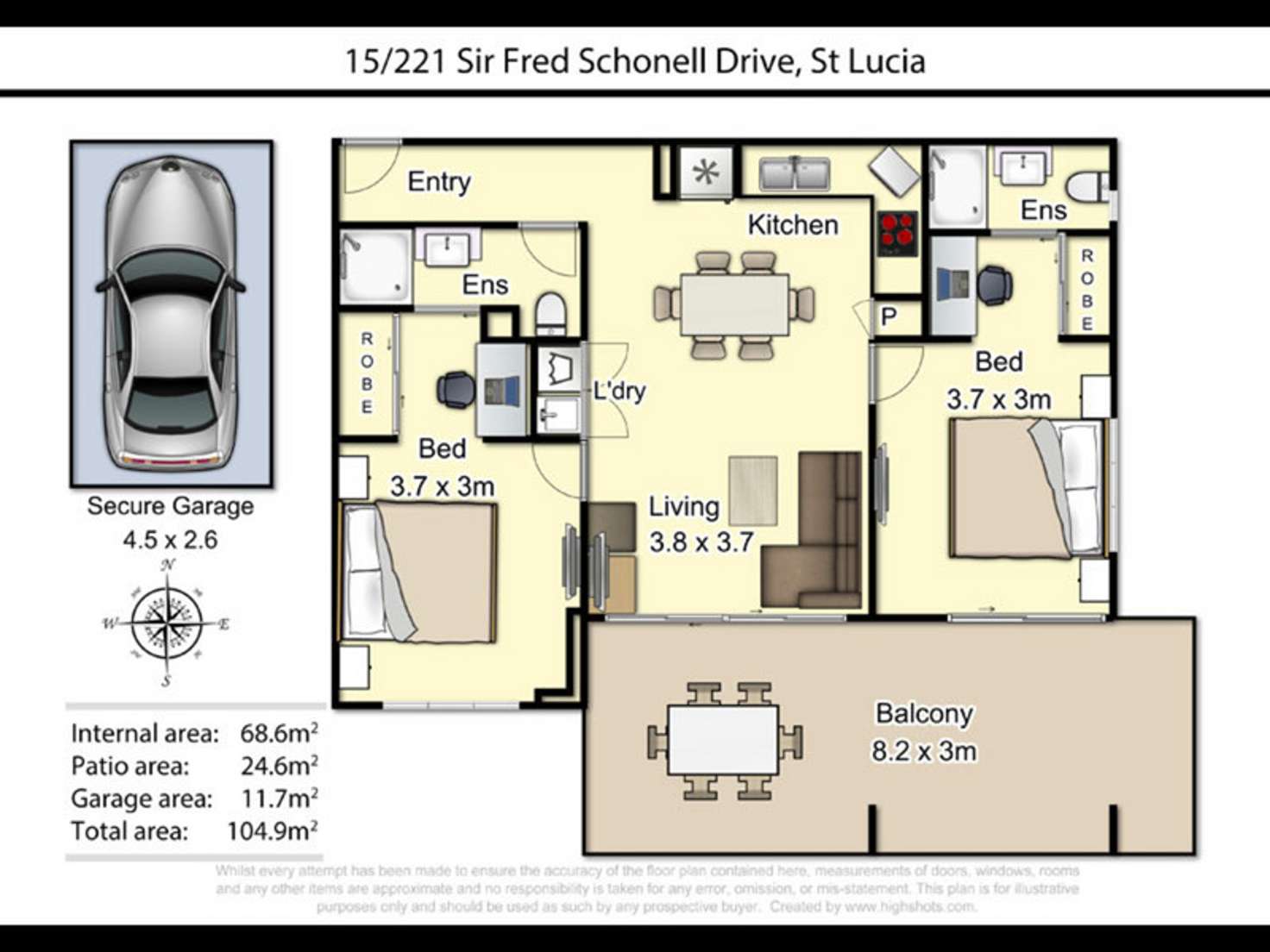 Floorplan of Homely apartment listing, 15/221 Sir Fred Schonell Drive, St Lucia QLD 4067