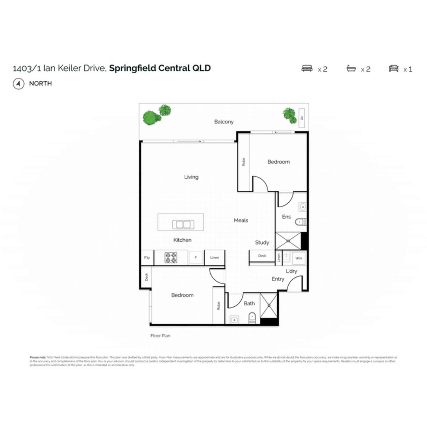 Floorplan of Homely apartment listing, 1203/1 Ian Keilar Drive, Springfield Lakes QLD 4300