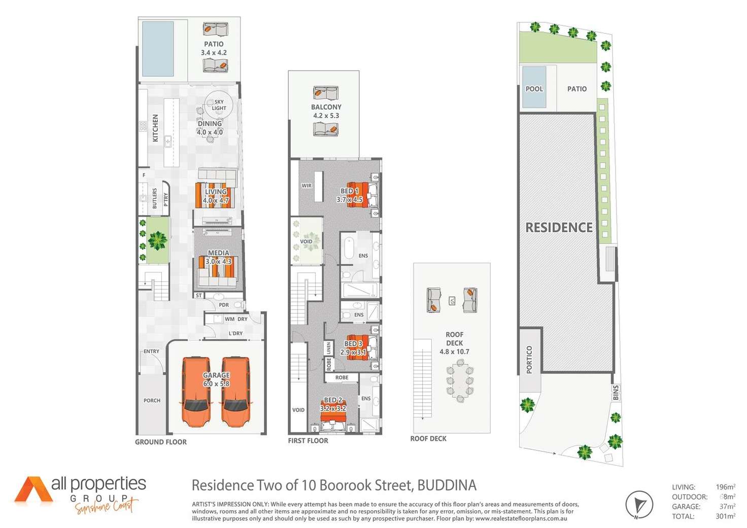 Floorplan of Homely semiDetached listing, Residence Two/10 Boorook Street, Buddina QLD 4575