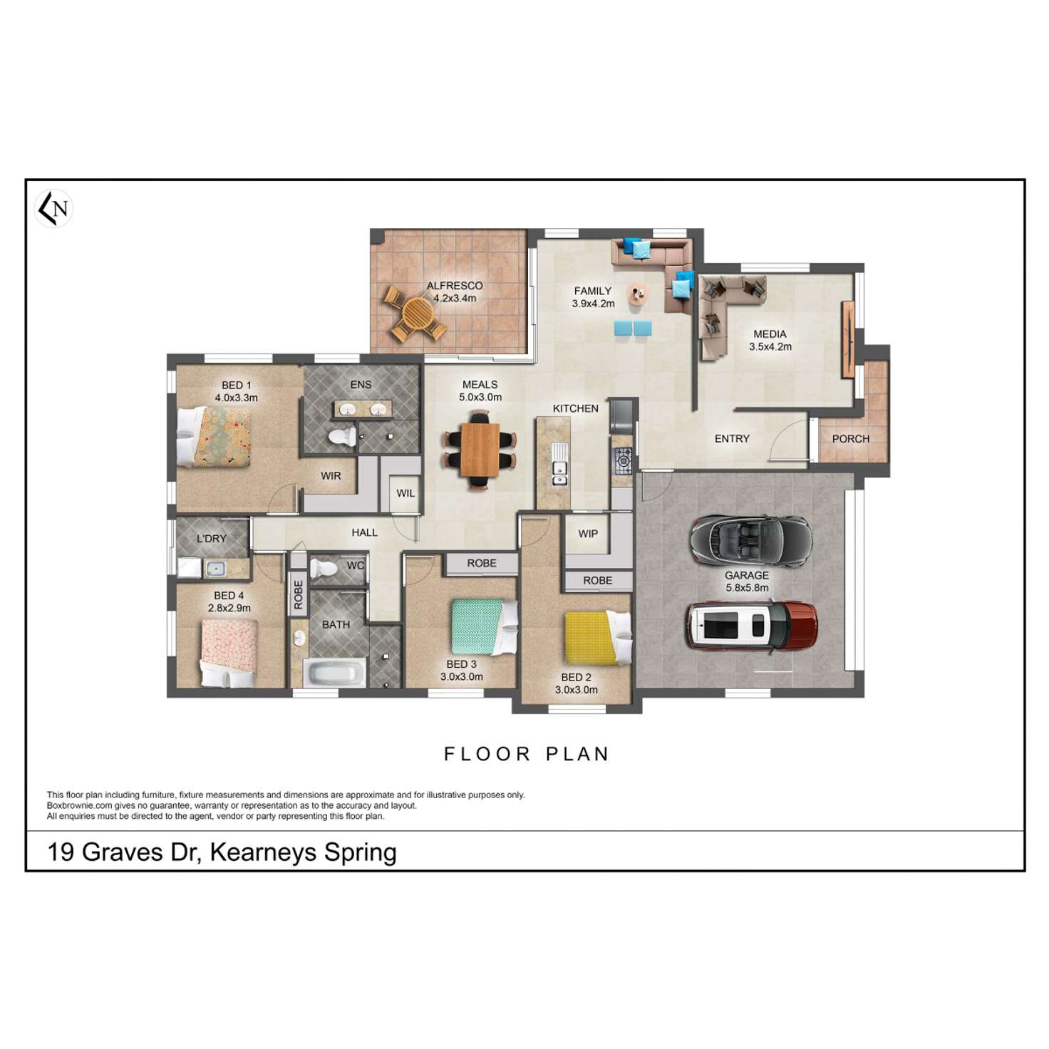 Floorplan of Homely house listing, 19 Graves Drive, Kearneys Spring QLD 4350