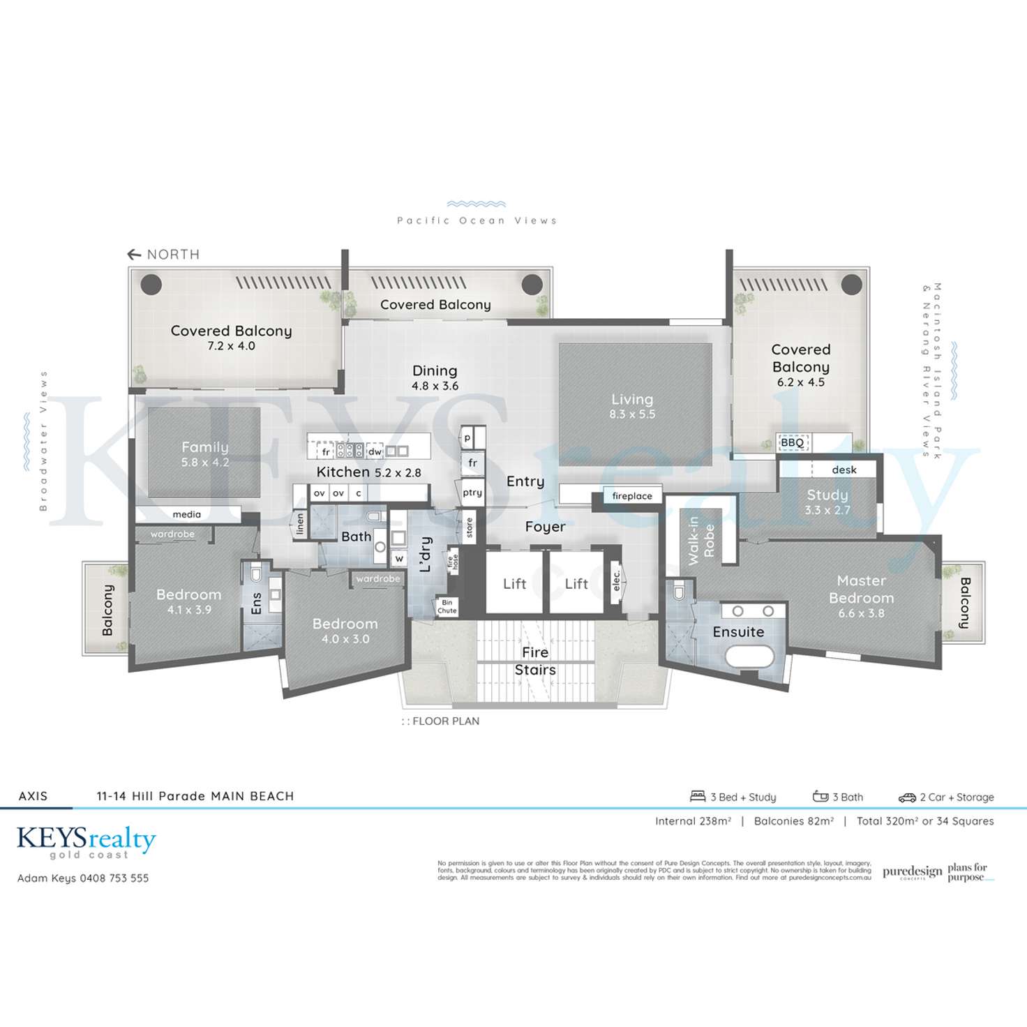 Floorplan of Homely apartment listing, 2501/11-13 Hill Parade, Main Beach QLD 4217