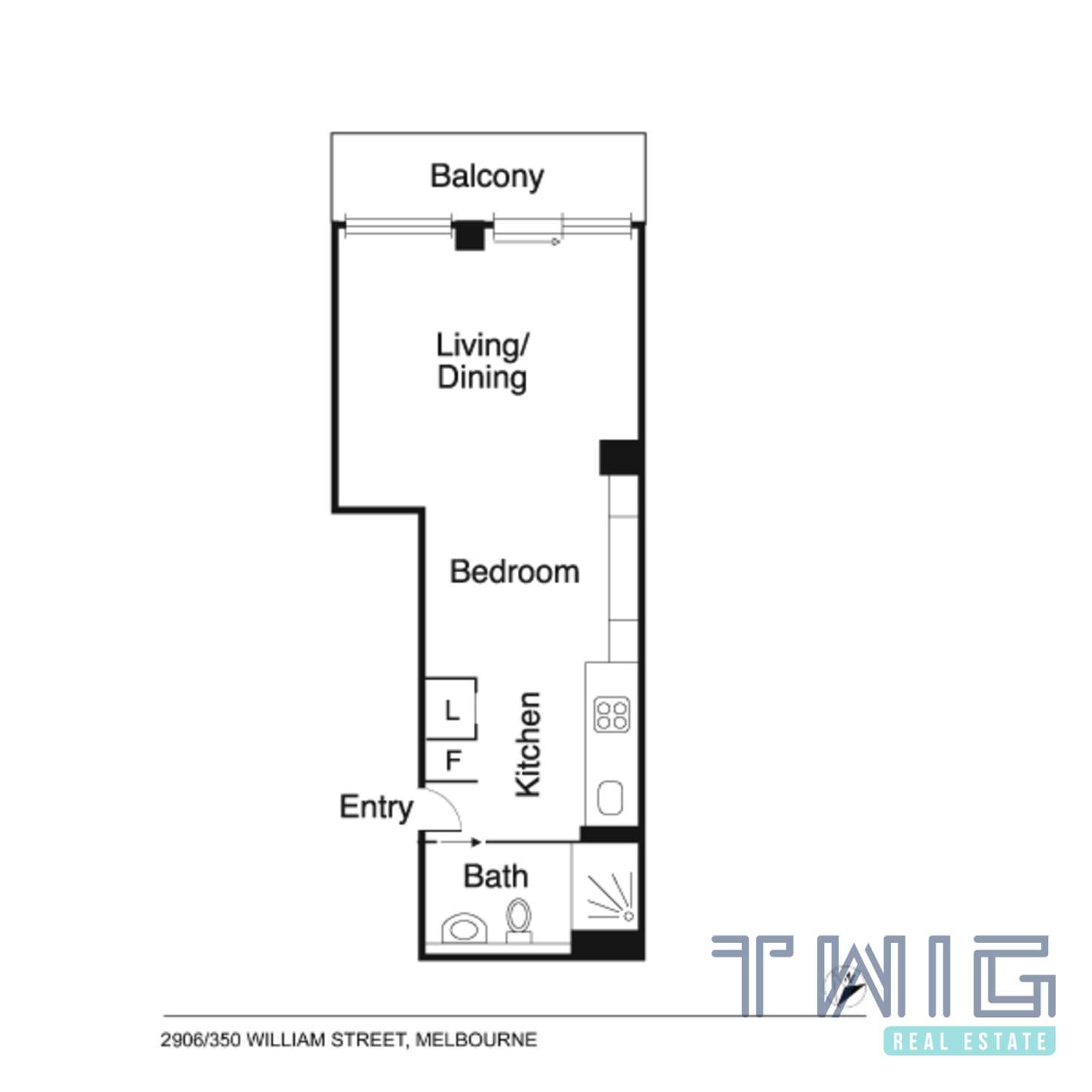 Floorplan of Homely apartment listing, 2108/350 William Street, Melbourne VIC 3000