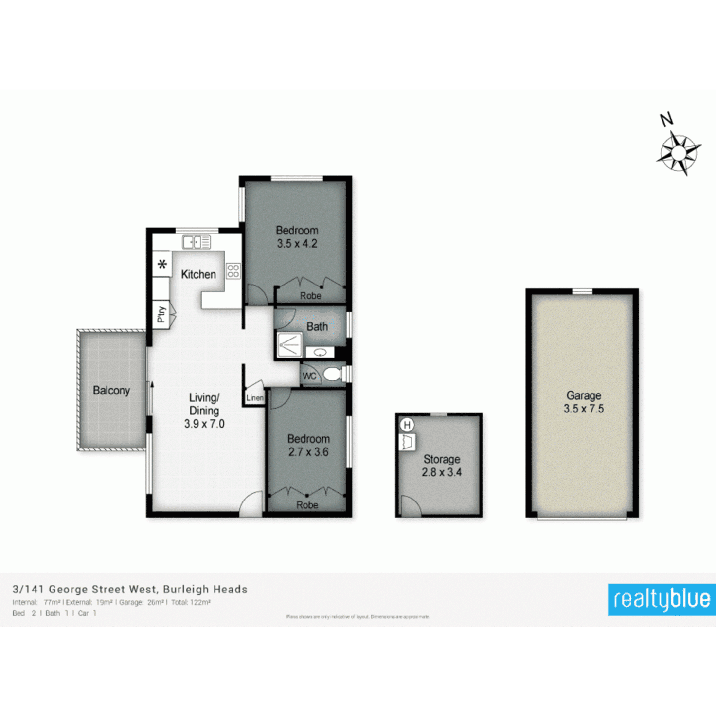 Floorplan of Homely unit listing, 3/141 George Street West, Burleigh Heads QLD 4220