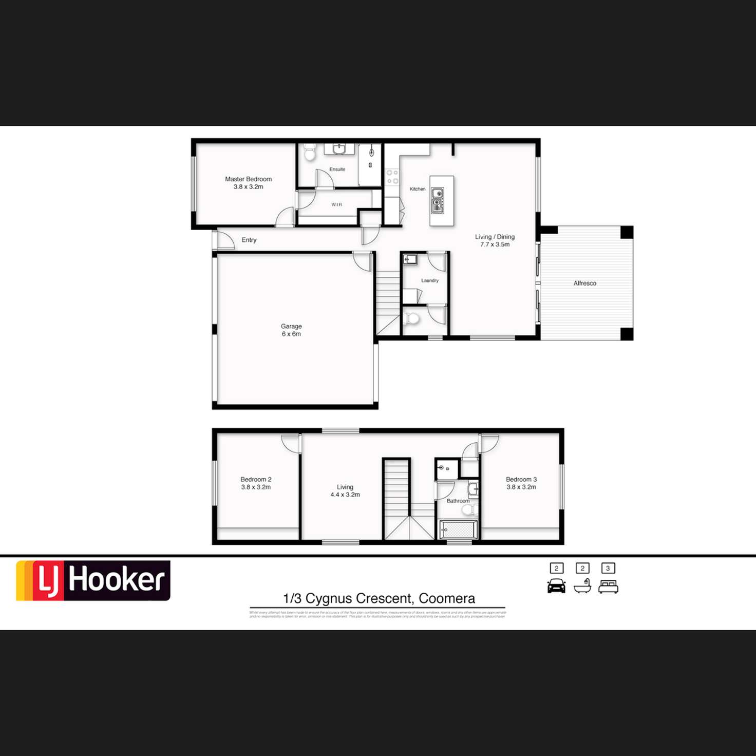 Floorplan of Homely townhouse listing, 1/3 Cygnus Crescent, Coomera QLD 4209
