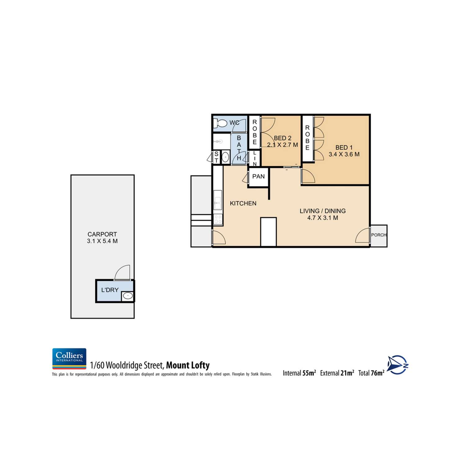 Floorplan of Homely unit listing, 1/60 Wooldridge Street, Mount Lofty QLD 4350