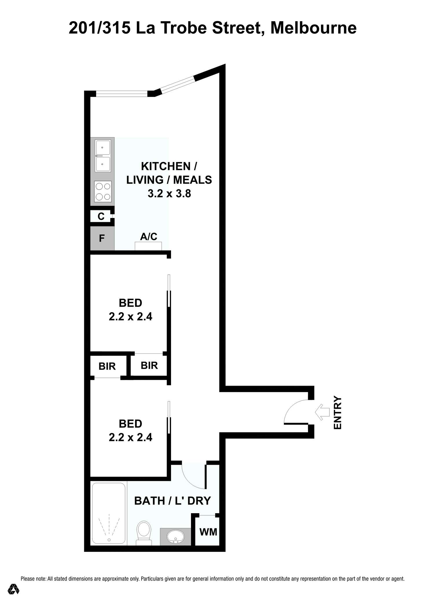 Floorplan of Homely apartment listing, 201/315 La Trobe Street, Melbourne VIC 3000