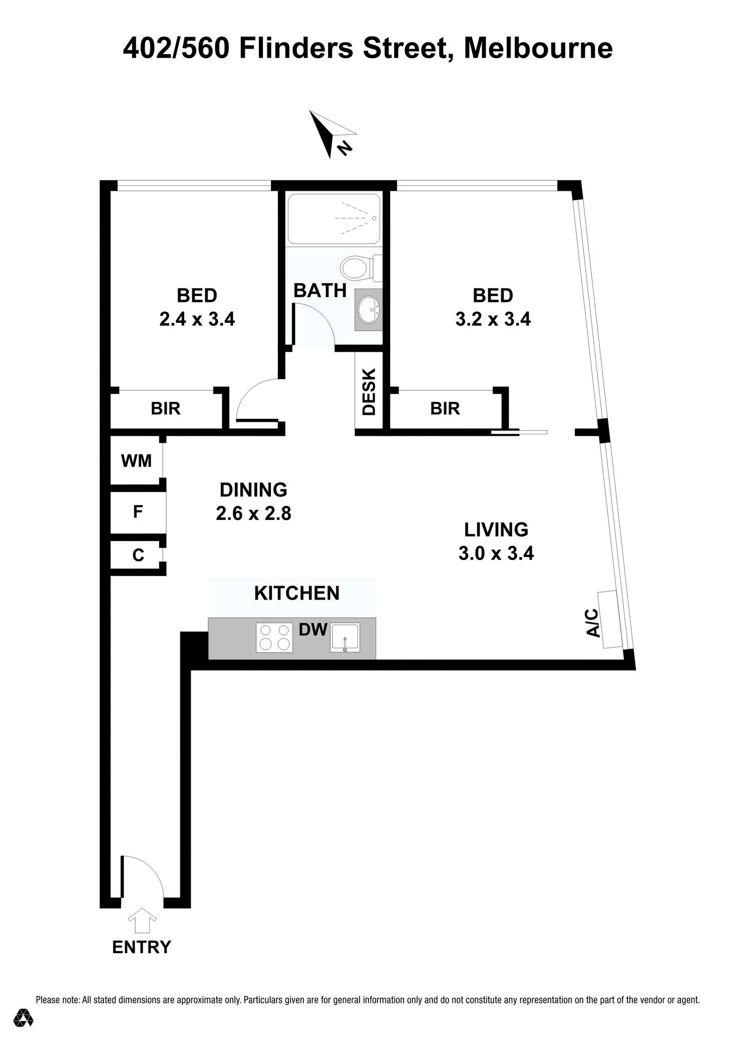 Floorplan of Homely apartment listing, 402/560 Flinders Street, Melbourne VIC 3000