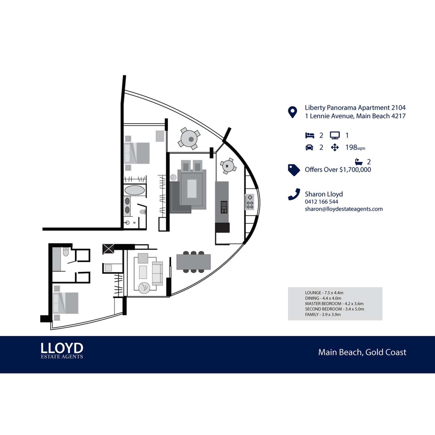 Floorplan of Homely apartment listing, 2104/1 Lennie Avenue, Main Beach QLD 4217