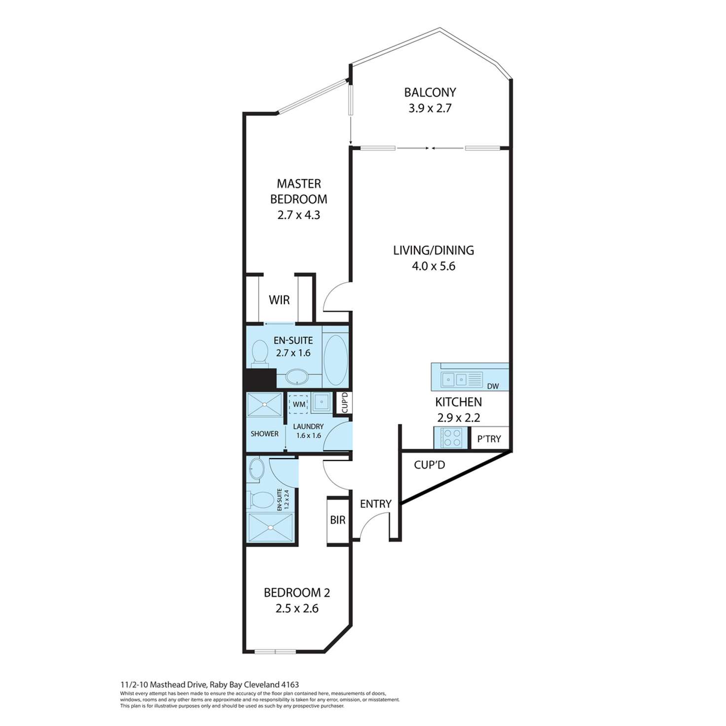 Floorplan of Homely apartment listing, 11/2-10 Masthead Drive, Cleveland QLD 4163