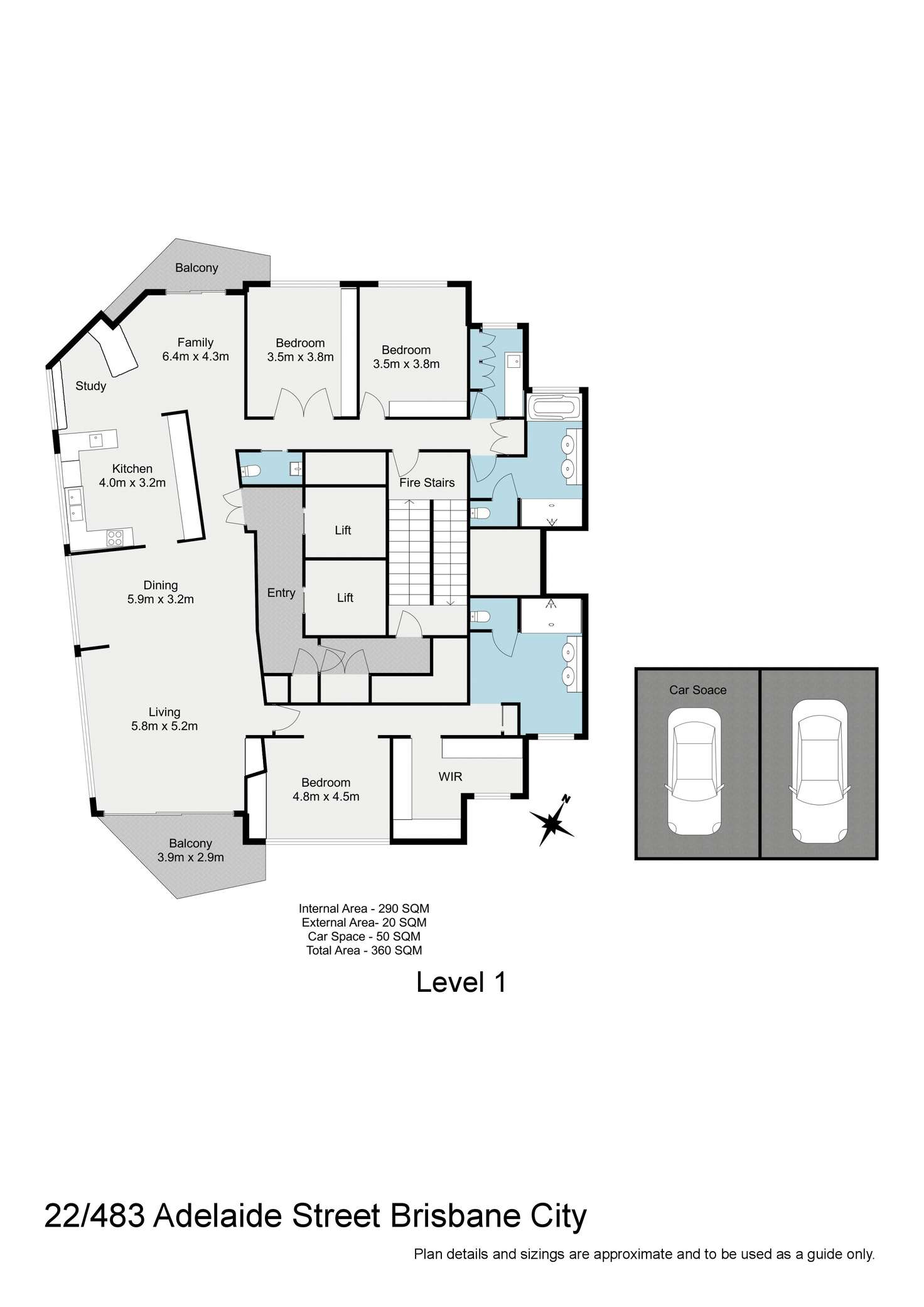 Floorplan of Homely apartment listing, Level 22/483 Adelaide Street, Brisbane City QLD 4000