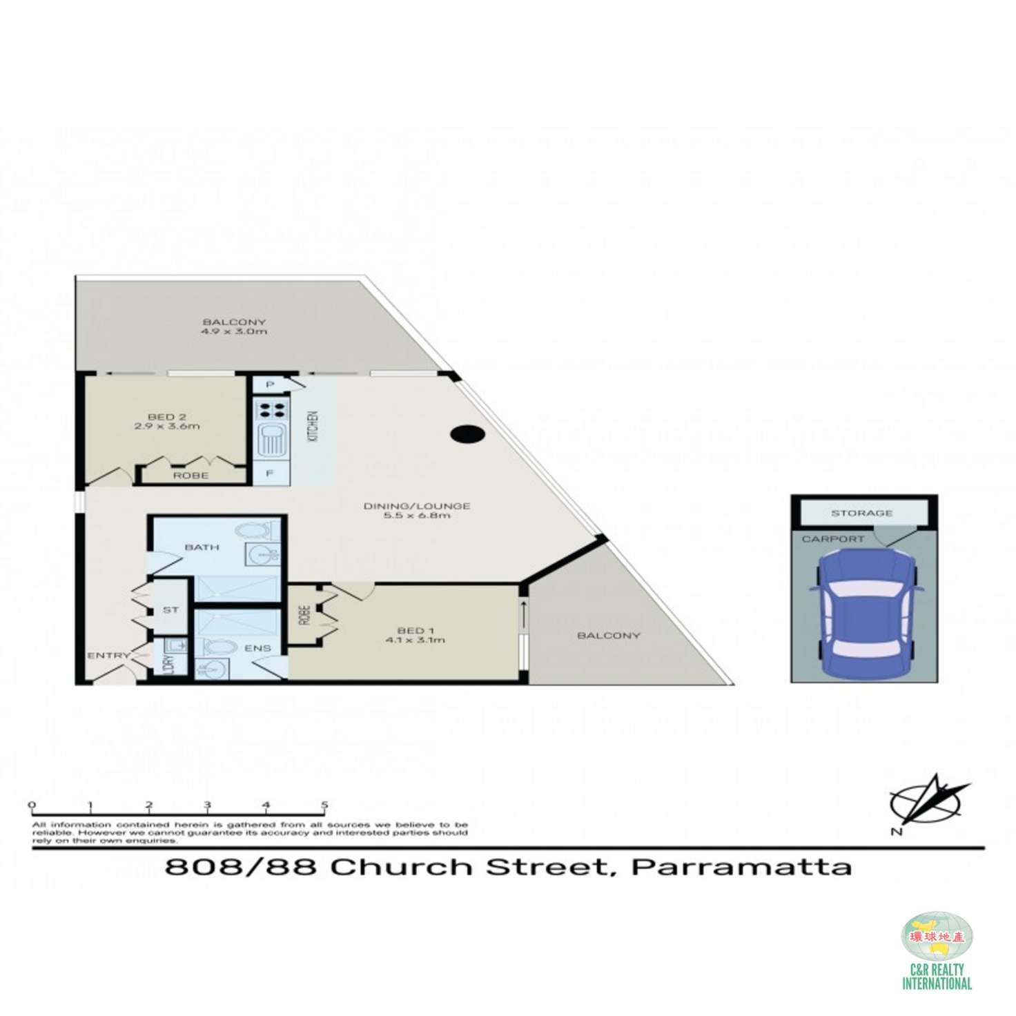 Floorplan of Homely apartment listing, 808/88 Church Street, Parramatta NSW 2150