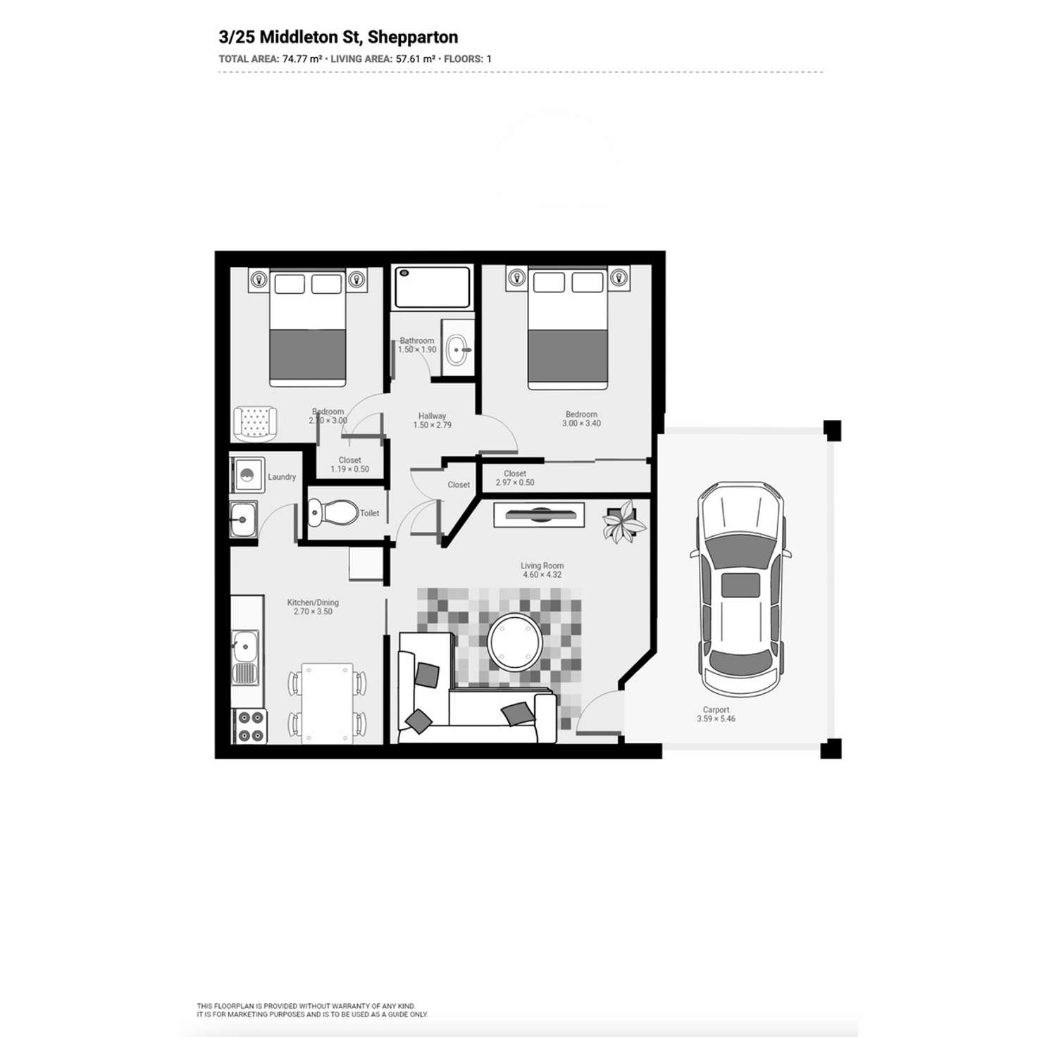 Floorplan of Homely unit listing, 3/25 Middleton Street, Shepparton VIC 3630