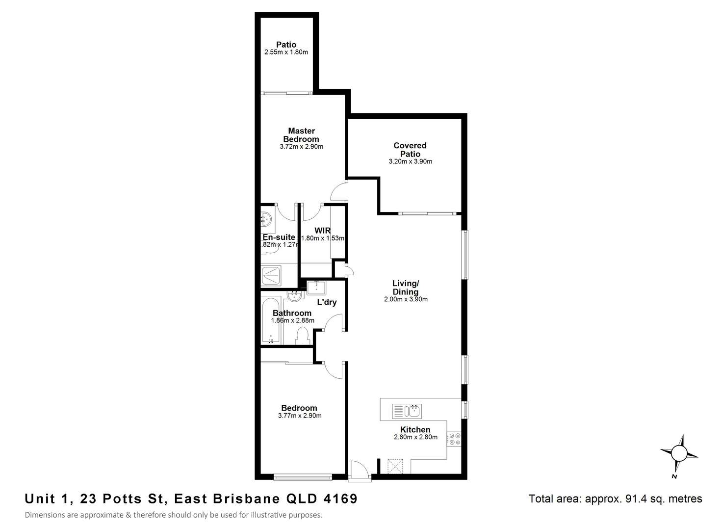 Floorplan of Homely unit listing, 1/23 Potts Street, East Brisbane QLD 4169