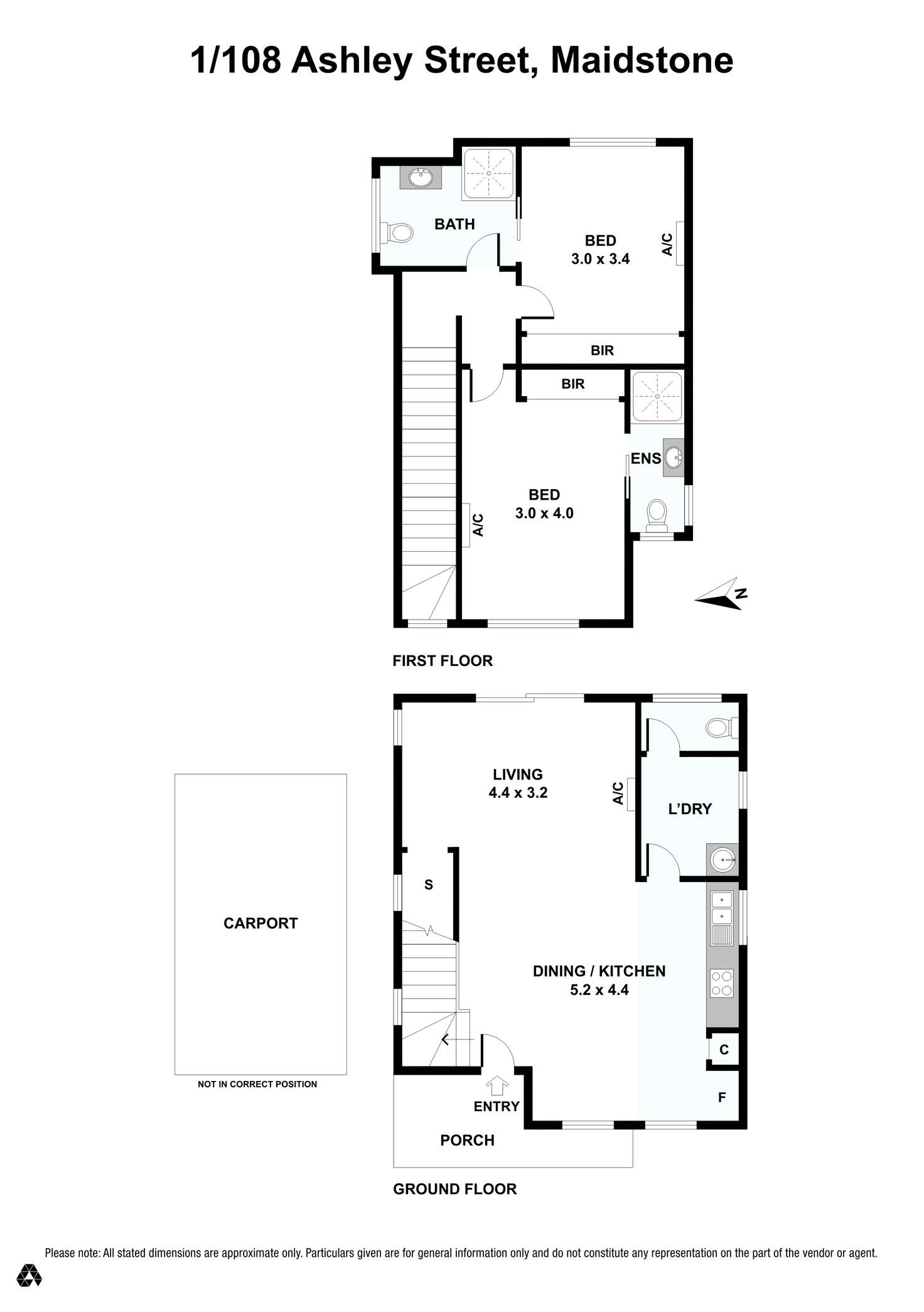Floorplan of Homely townhouse listing, 1/108 Ashley Street, Maidstone VIC 3012