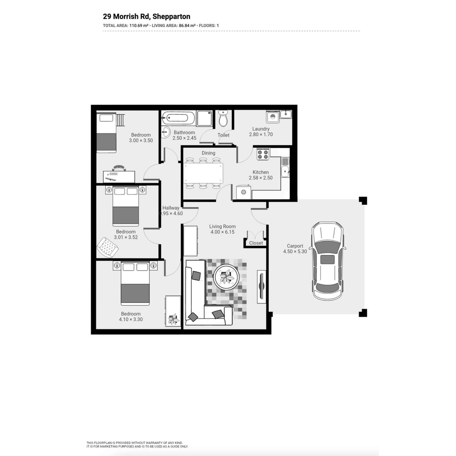 Floorplan of Homely house listing, 29 Morrish Road, Shepparton VIC 3630