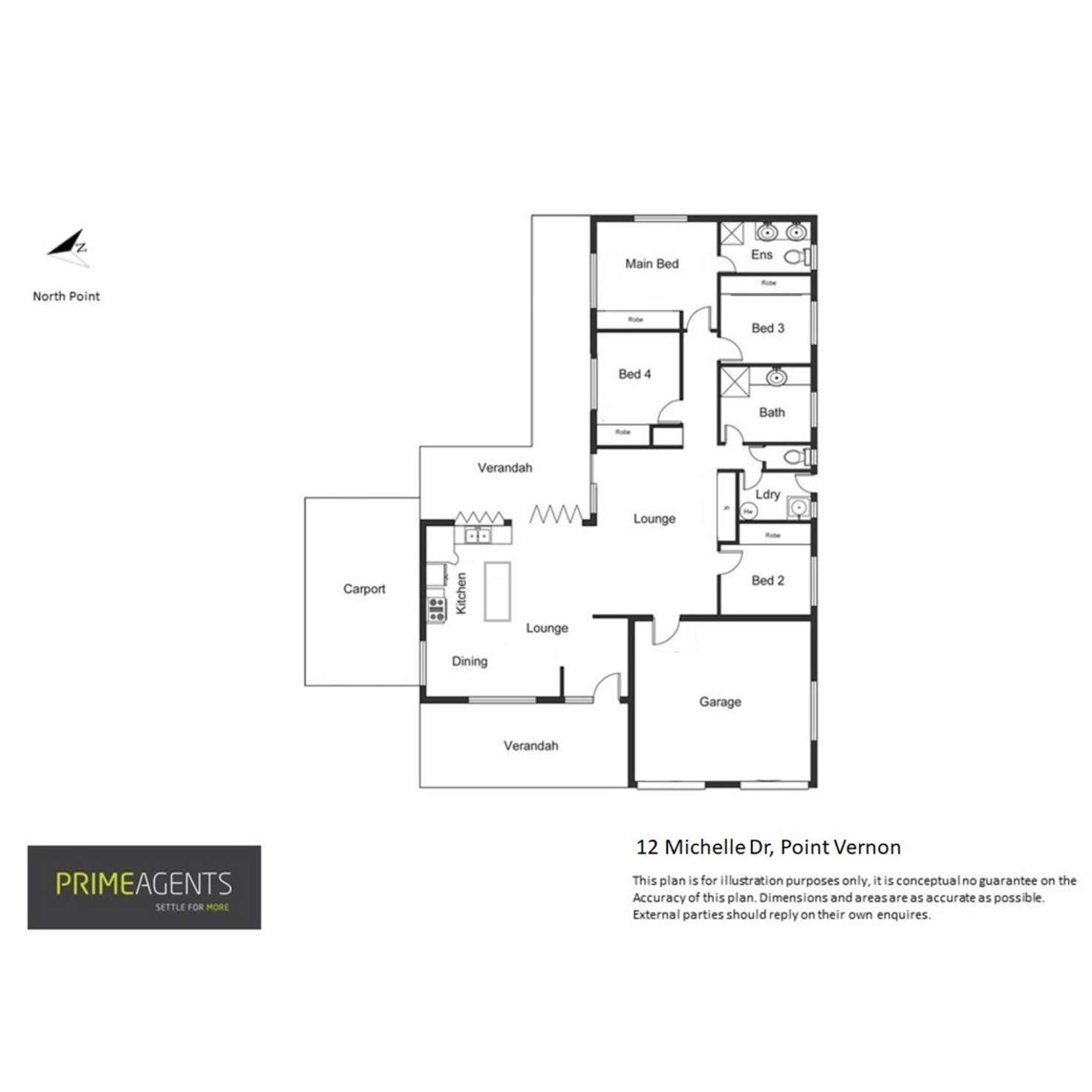 Floorplan of Homely house listing, 12 Michelle Drive, Point Vernon QLD 4655