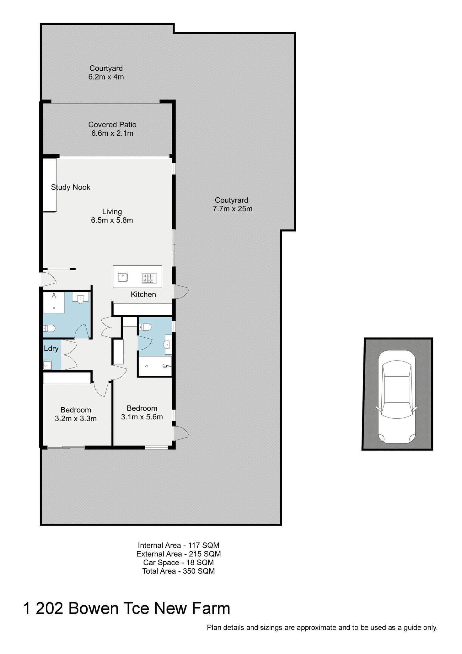 Floorplan of Homely apartment listing, 1/202 Bowen Tce, New Farm QLD 4005