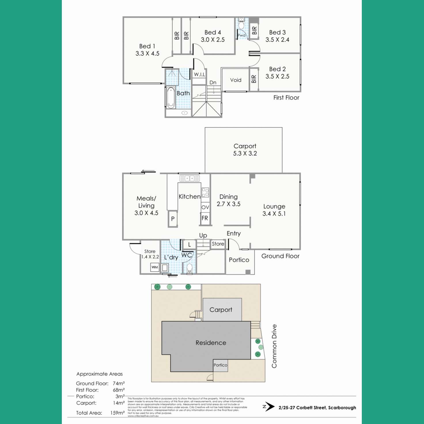Floorplan of Homely townhouse listing, 2/25-27 Corbett Street, Scarborough WA 6019