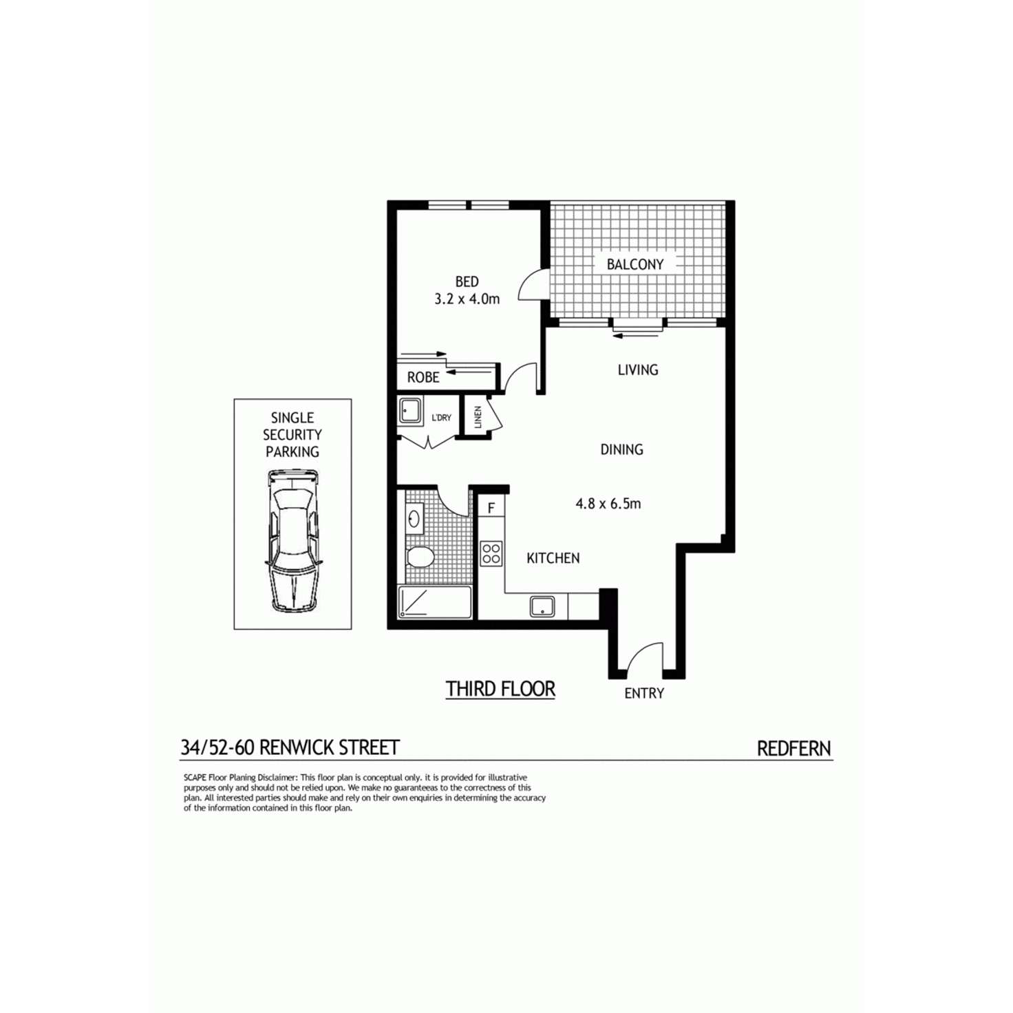 Floorplan of Homely apartment listing, 34/52-60 Renwick Street, Redfern NSW 2016