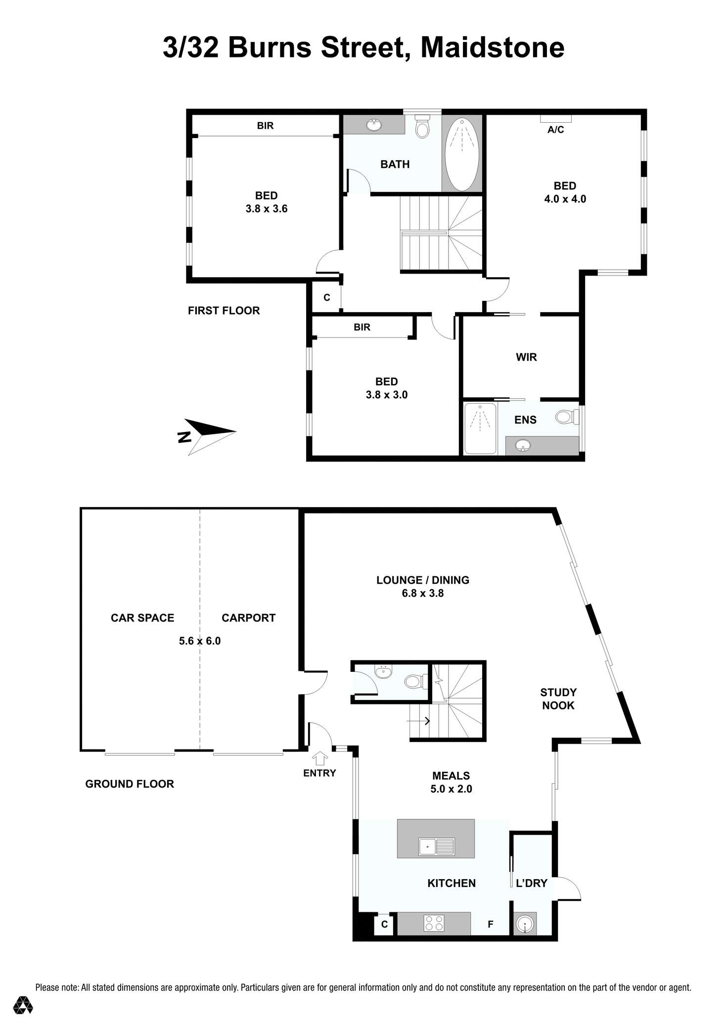 Floorplan of Homely townhouse listing, 3/32 Burns Street, Maidstone VIC 3012