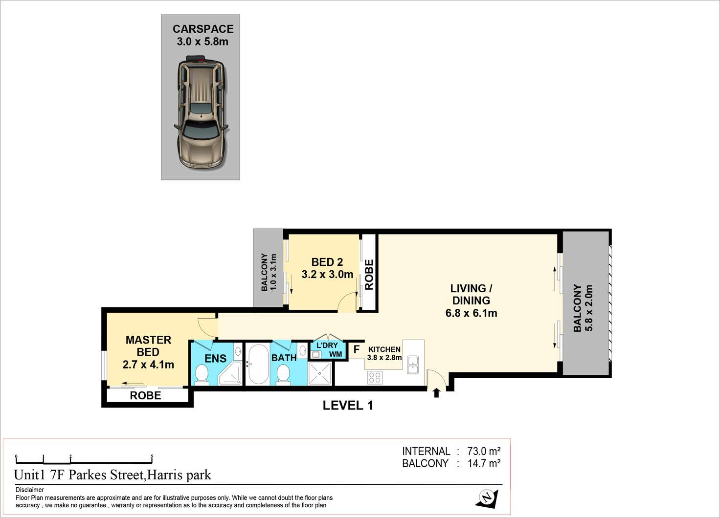 Floorplan of Homely apartment listing, 1/7F Parkes Street, Parramatta NSW 2150