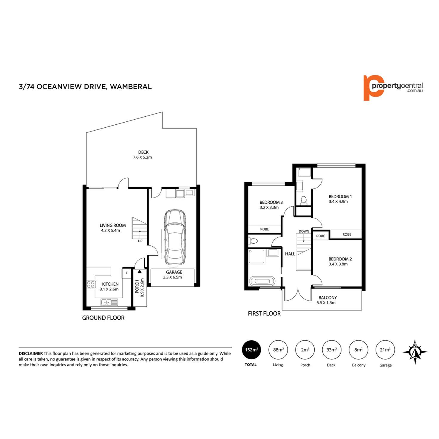 Floorplan of Homely townhouse listing, 3/74-78 Ocean View Drive, Wamberal NSW 2260