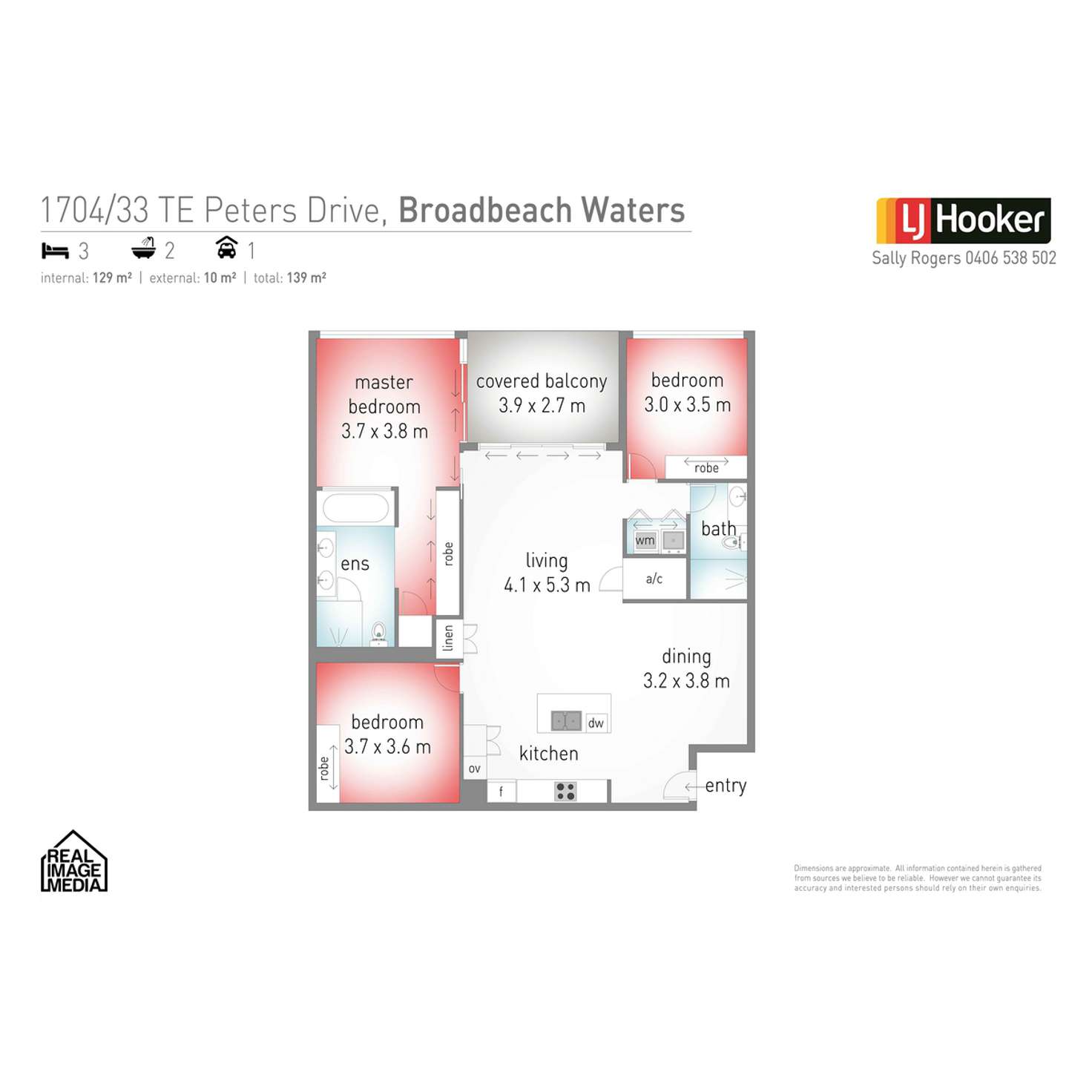 Floorplan of Homely apartment listing, 1704/33 T E PETERS Drive, Broadbeach Waters QLD 4218