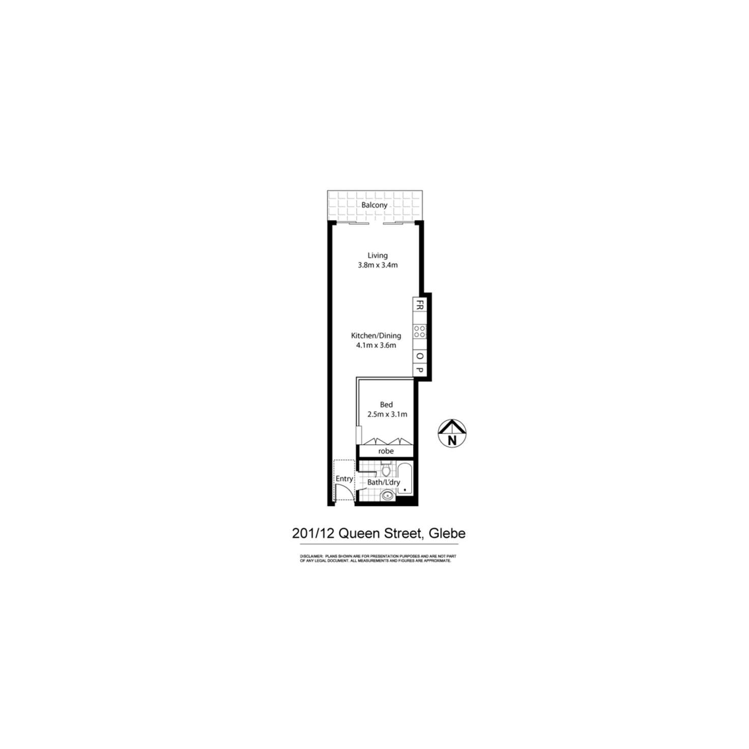 Floorplan of Homely apartment listing, 201/12 Queen Street, Glebe NSW 2037