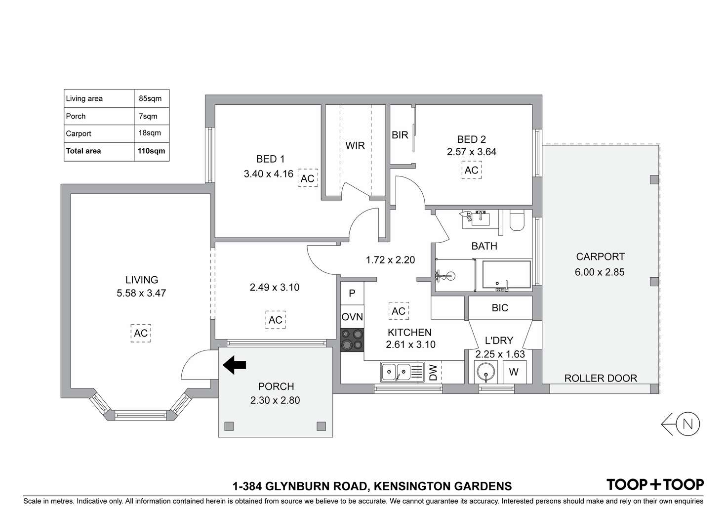 Floorplan of Homely unit listing, 1/384 Glynburn Road, Kensington Gardens SA 5068
