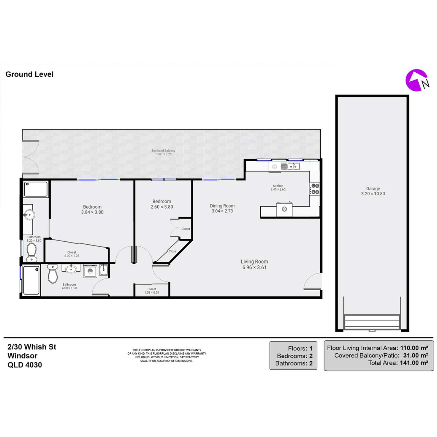Floorplan of Homely apartment listing, 2/30 Whish Street, Windsor QLD 4030