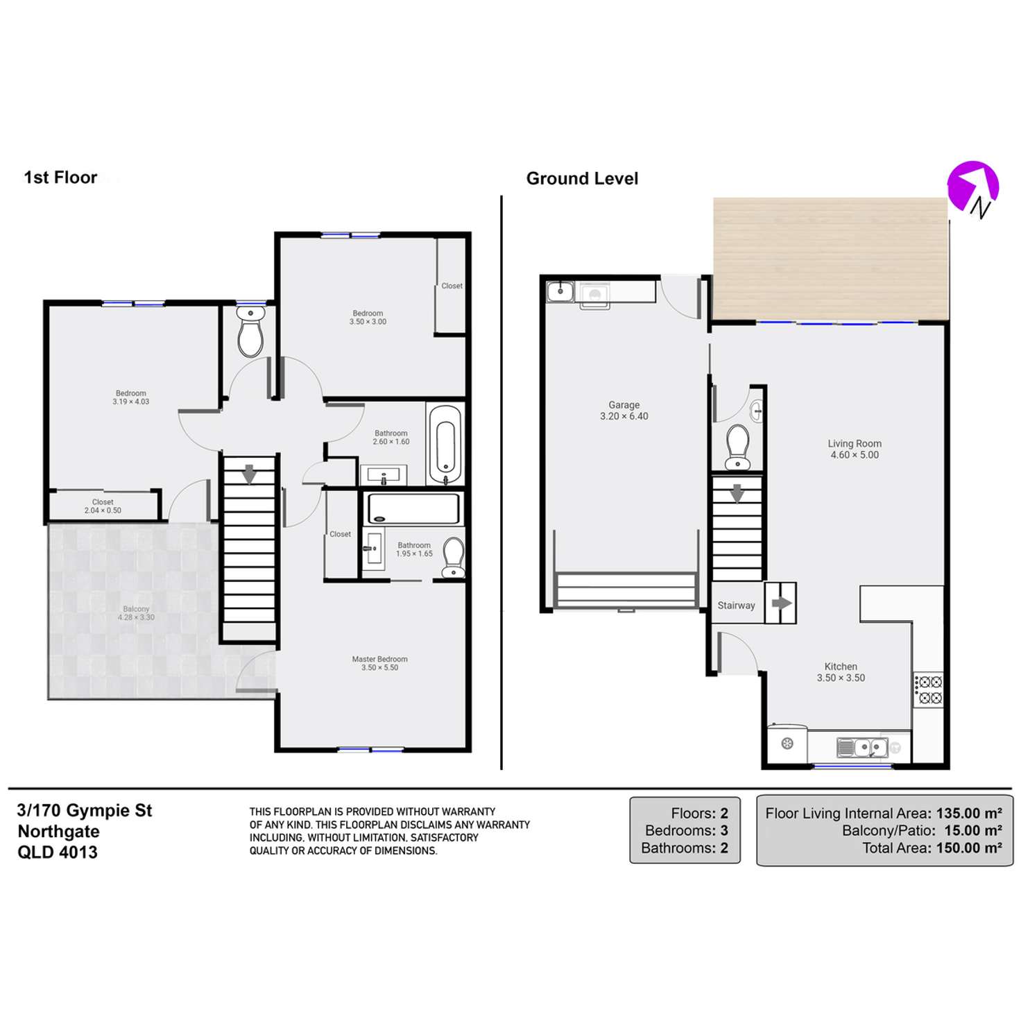 Floorplan of Homely townhouse listing, 3/170 Gympie Street, Northgate QLD 4013