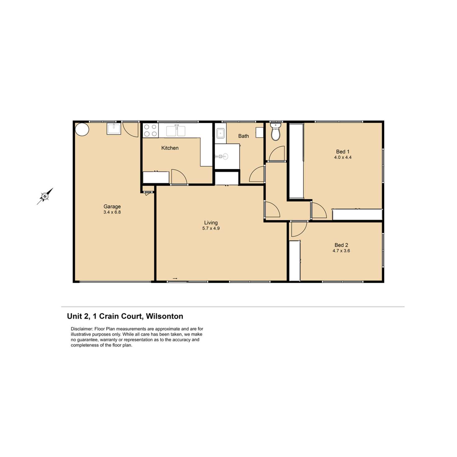 Floorplan of Homely unit listing, 2/1 Crane Court, Wilsonton QLD 4350