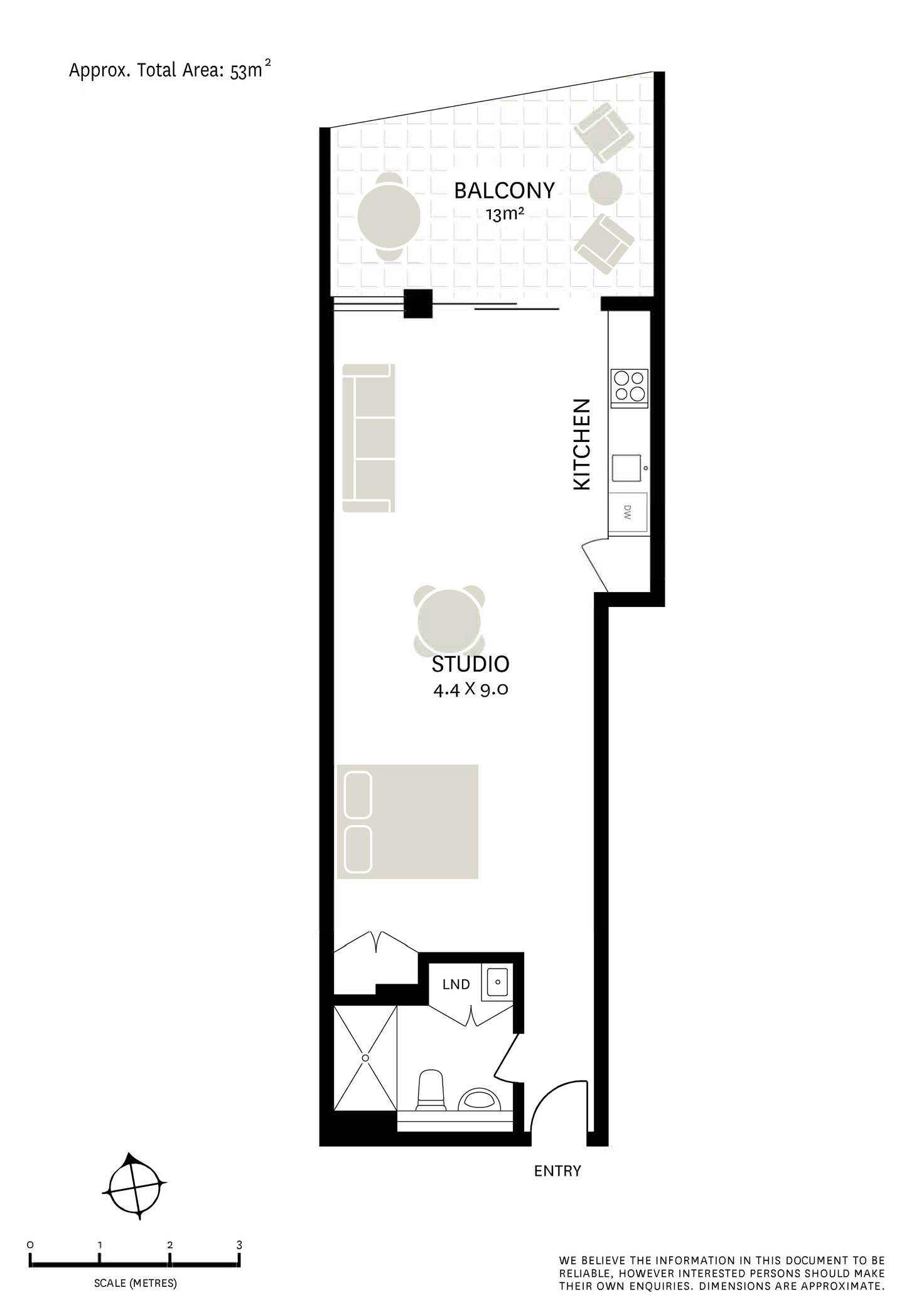 Floorplan of Homely studio listing, 1003/1 Lawson Square, Redfern NSW 2016