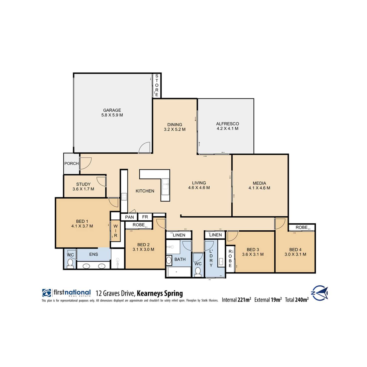 Floorplan of Homely house listing, 12 Graves Drive, Kearneys Spring QLD 4350