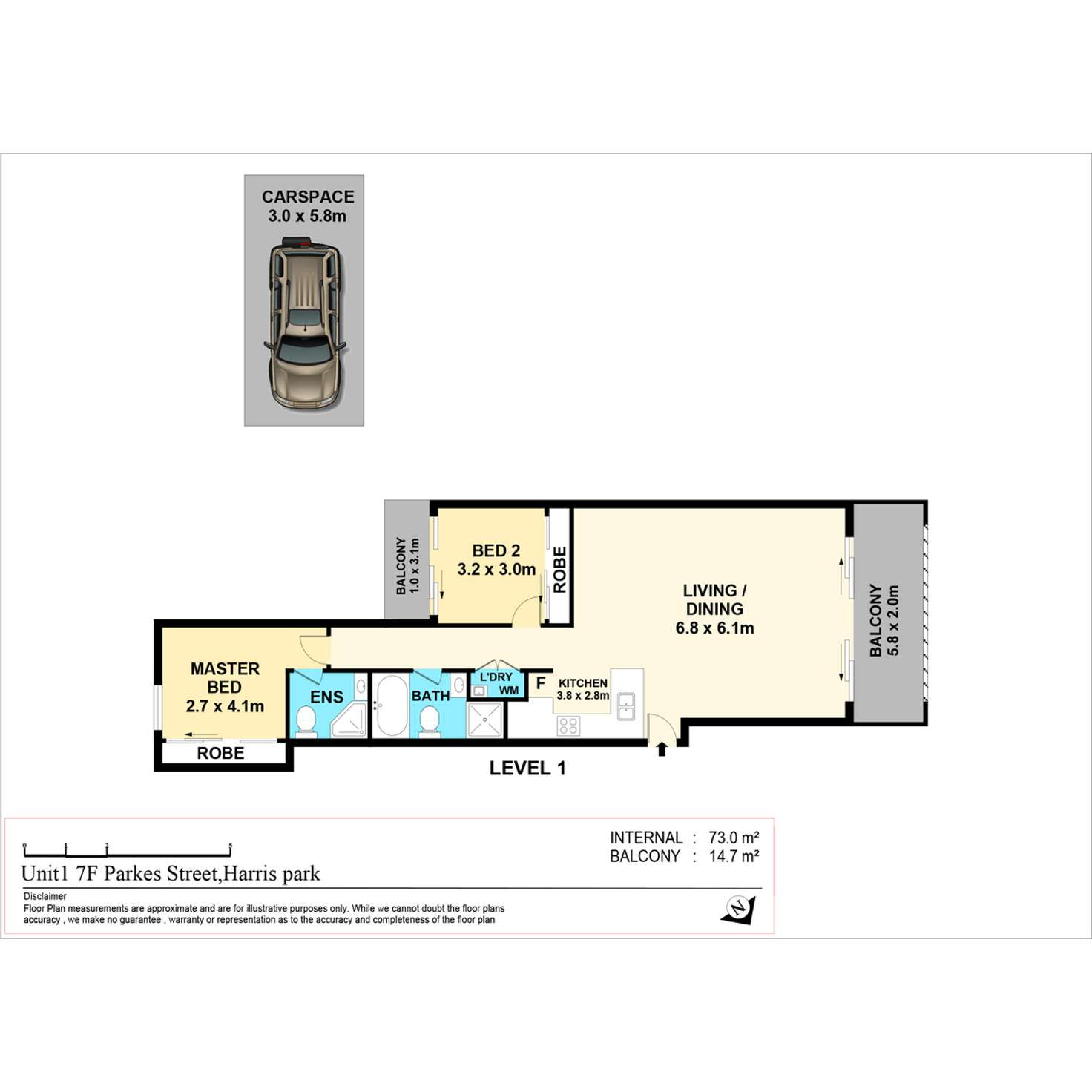 Floorplan of Homely apartment listing, 1/7F Parkes Street, Parramatta NSW 2150