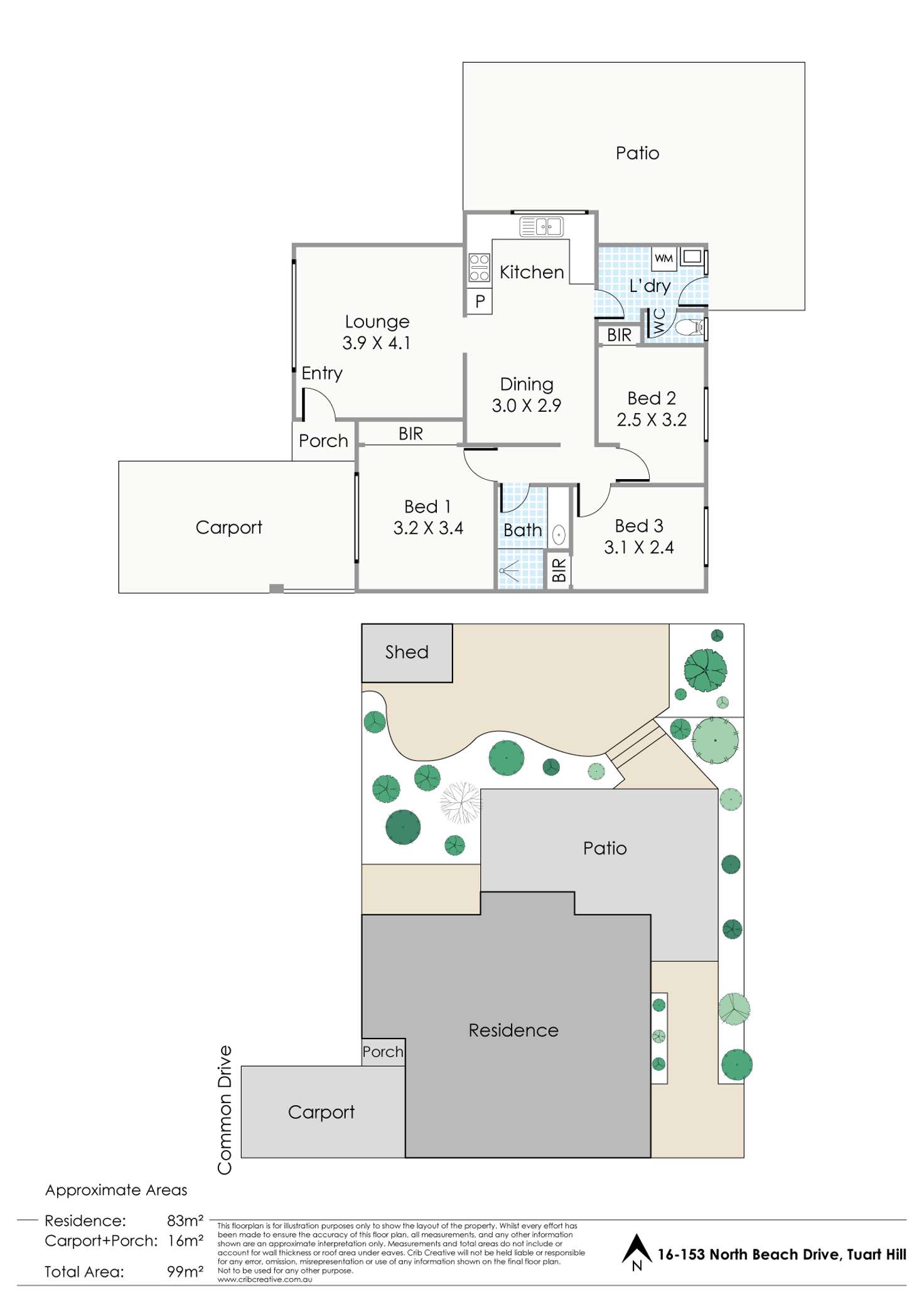 Floorplan of Homely townhouse listing, 16/153 North Beach Drive, Tuart Hill WA 6060