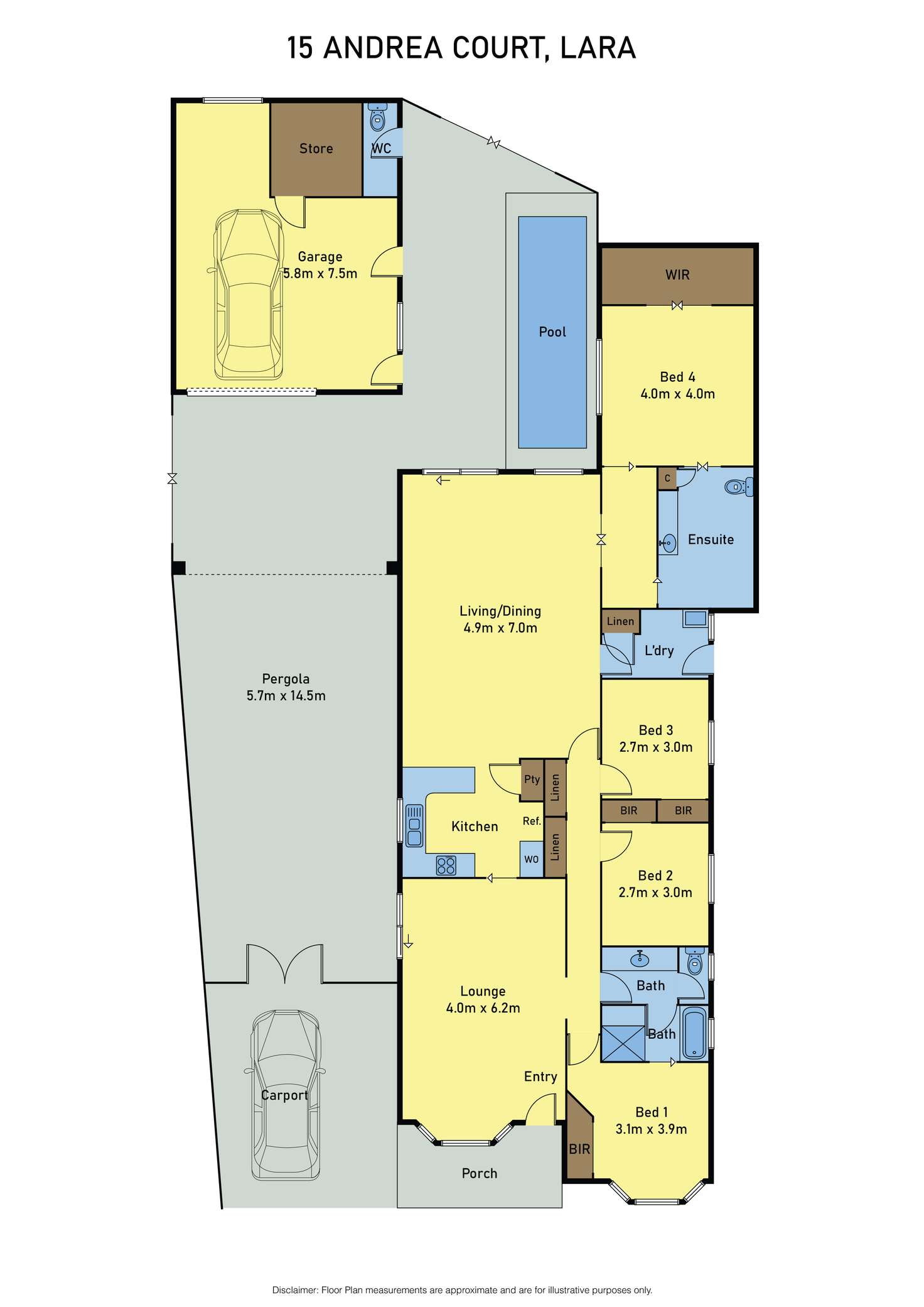 Floorplan of Homely house listing, 15 Andrea Court, Lara VIC 3212