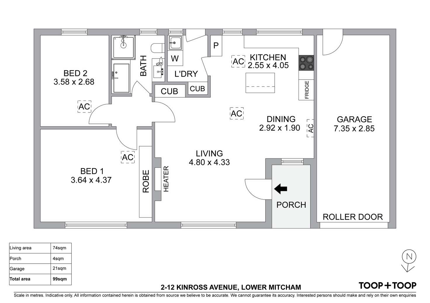 Floorplan of Homely unit listing, 2/12 Kinross Avenue, Lower Mitcham SA 5062