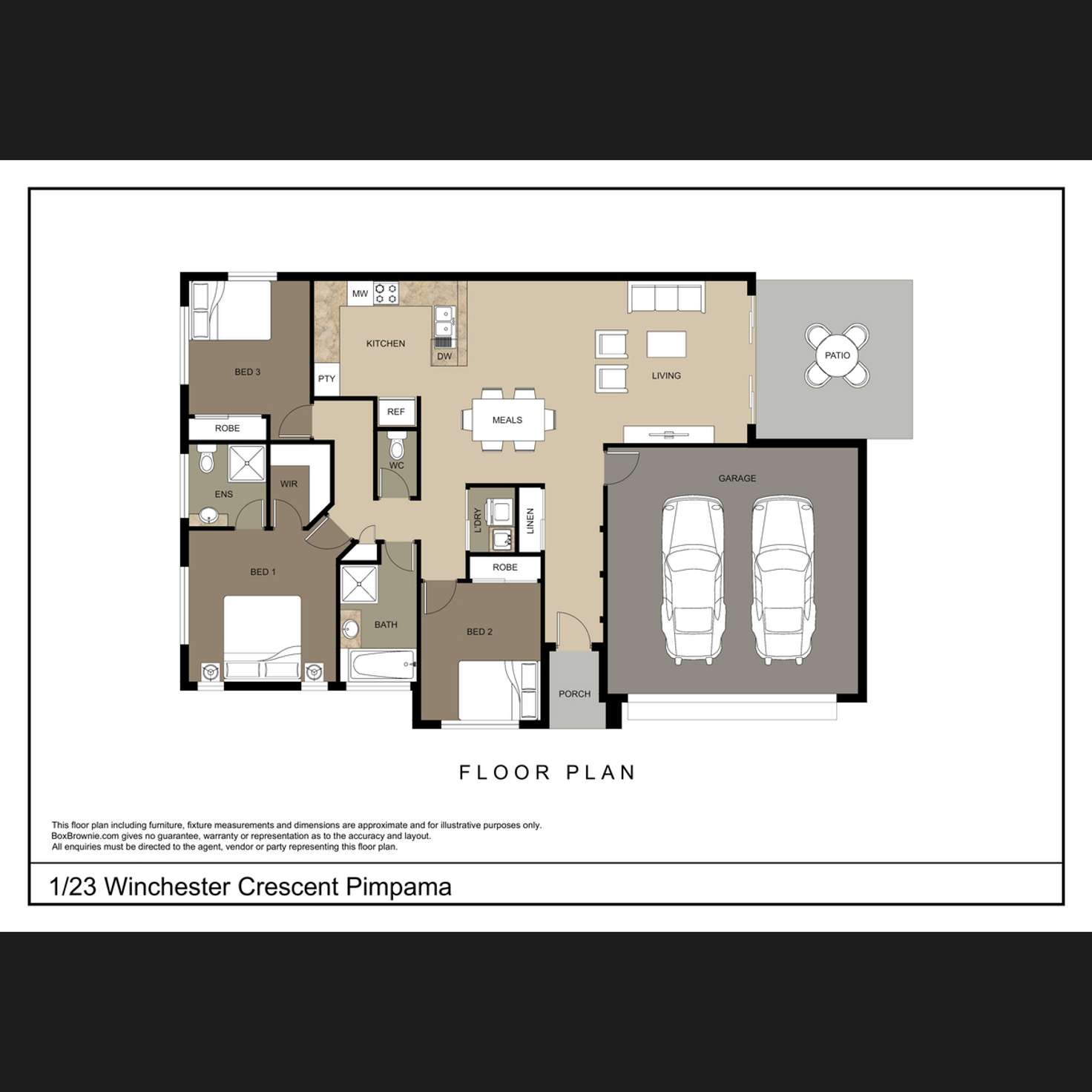 Floorplan of Homely semiDetached listing, 1/23 Winchester Crescent, Pimpama QLD 4209