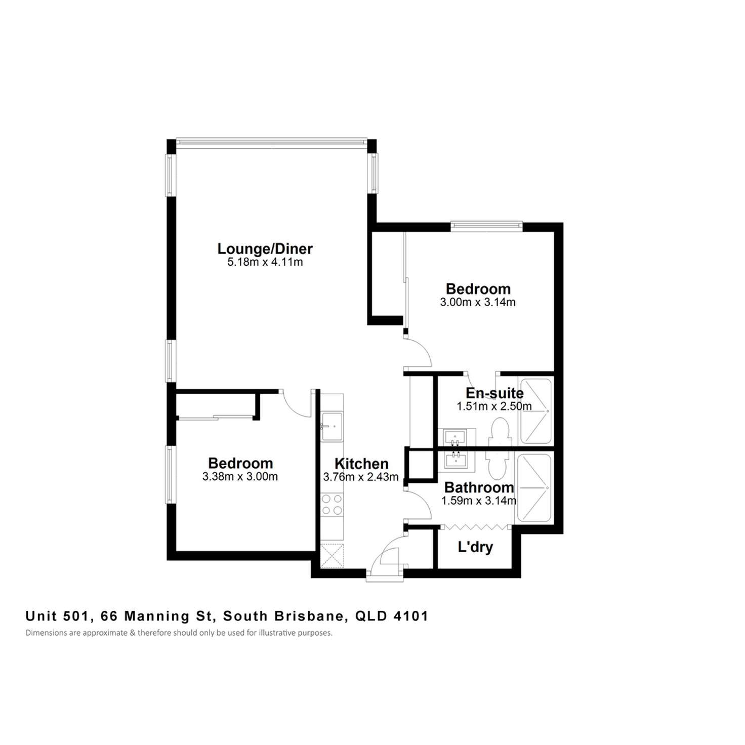 Floorplan of Homely unit listing, 501/66 Manning Street, South Brisbane QLD 4101