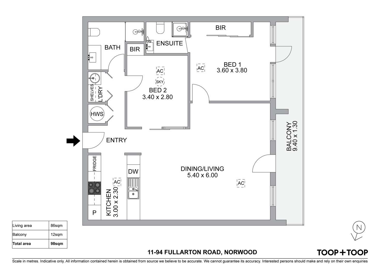 Floorplan of Homely unit listing, 11/94 Fullarton Road, Norwood SA 5067