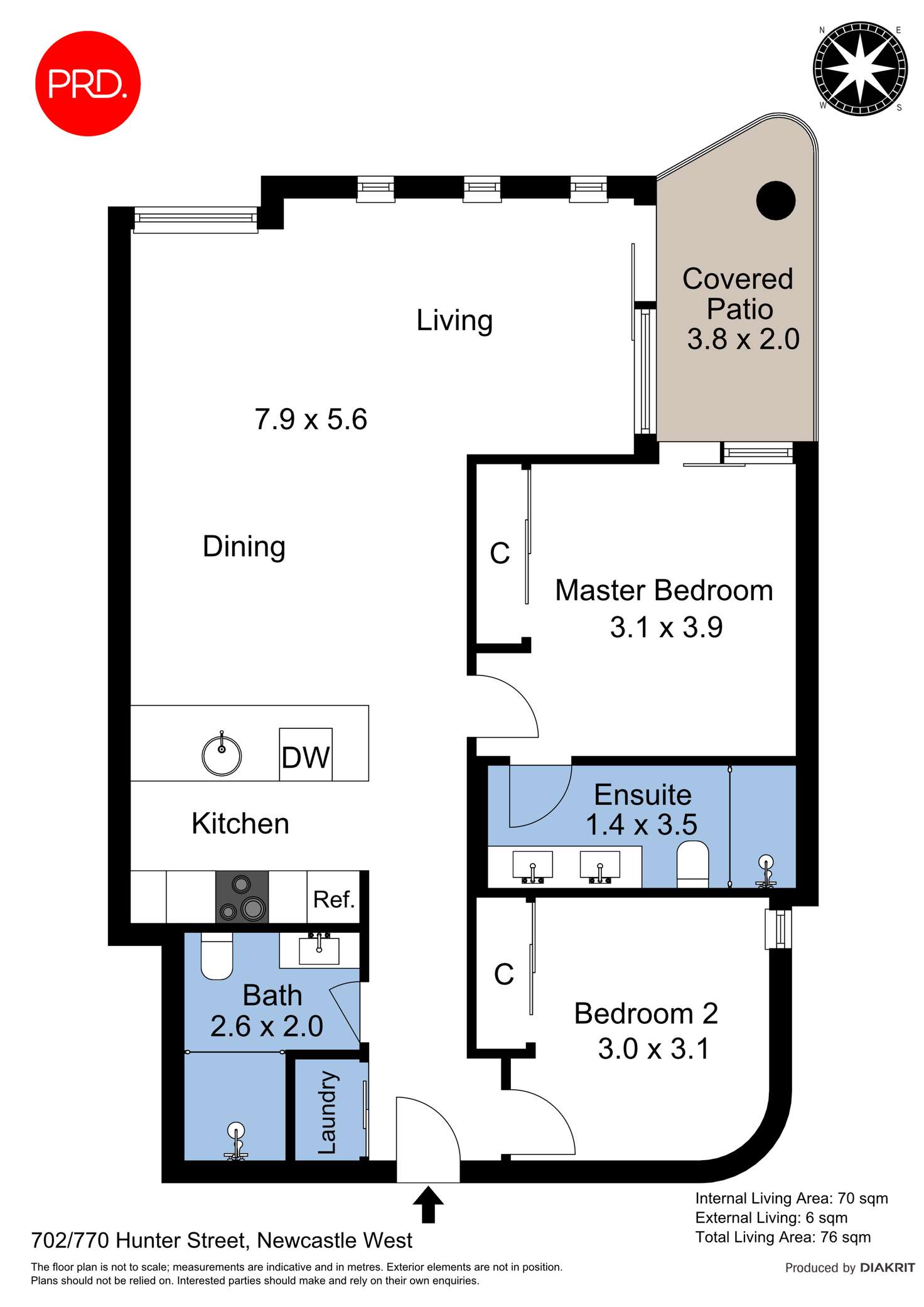 Floorplan of Homely unit listing, 702/770 Hunter Street, Newcastle West NSW 2302