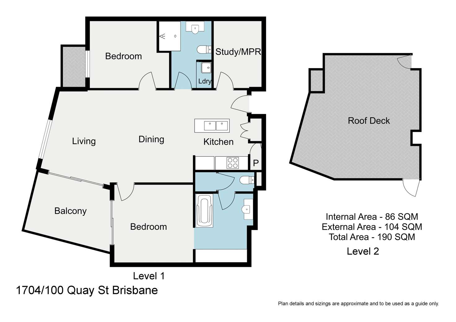 Floorplan of Homely apartment listing, 1704/100 Quay Street, Brisbane City QLD 4000