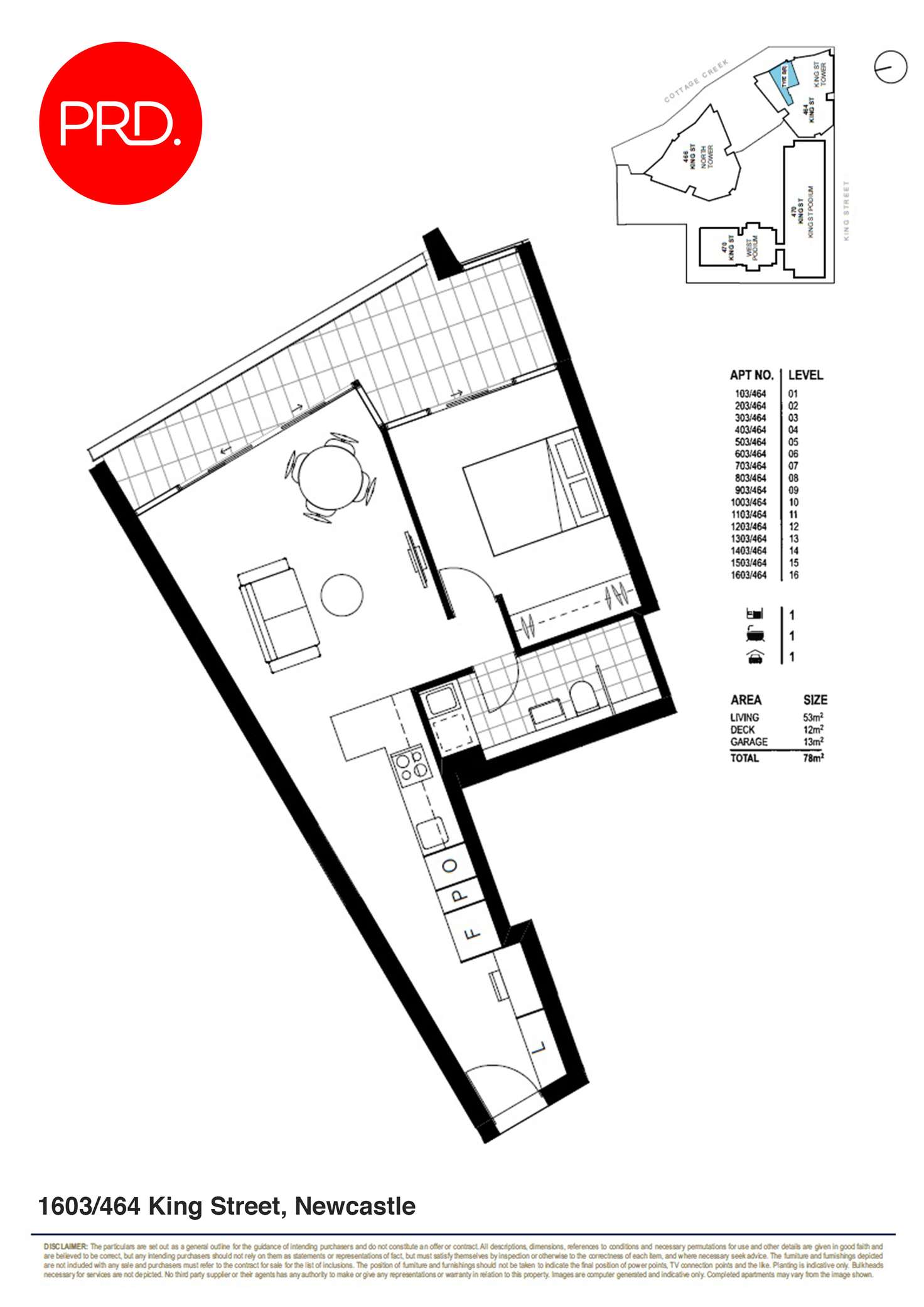 Floorplan of Homely apartment listing, 1603/464 King Street, Newcastle West NSW 2302