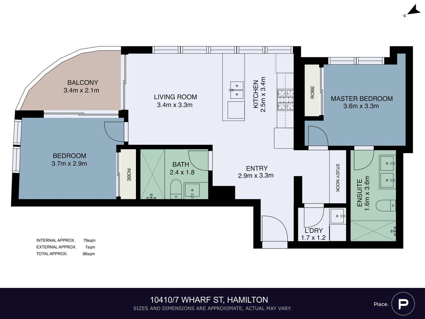 Floorplan of Homely apartment listing, 10410/7 Wharf Street, Hamilton QLD 4007