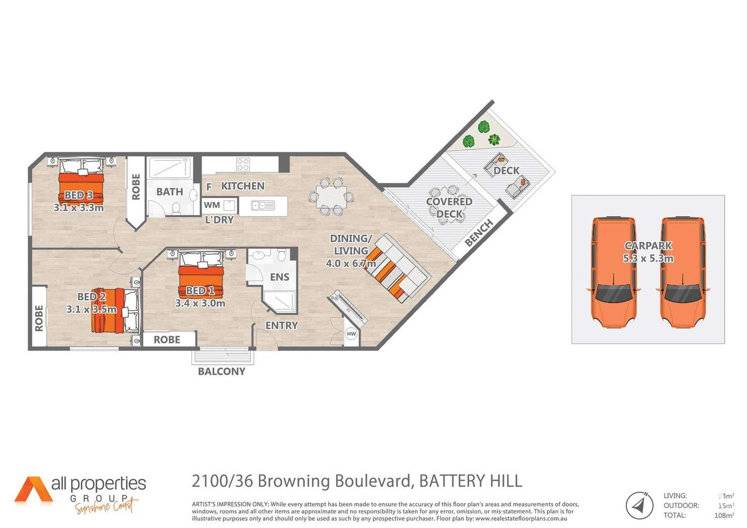 Floorplan of Homely apartment listing, 2100/36 Browning Boulevard, Battery Hill QLD 4551