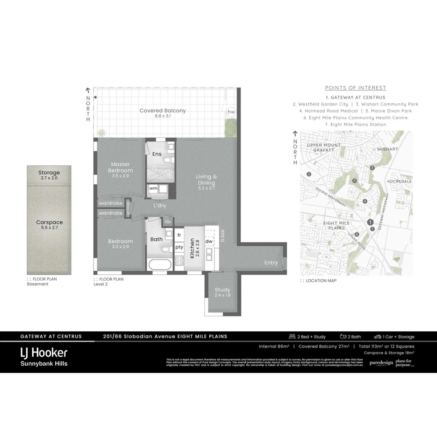 Floorplan of Homely apartment listing, 201/66 Slobodian Avenue, Eight Mile Plains QLD 4113