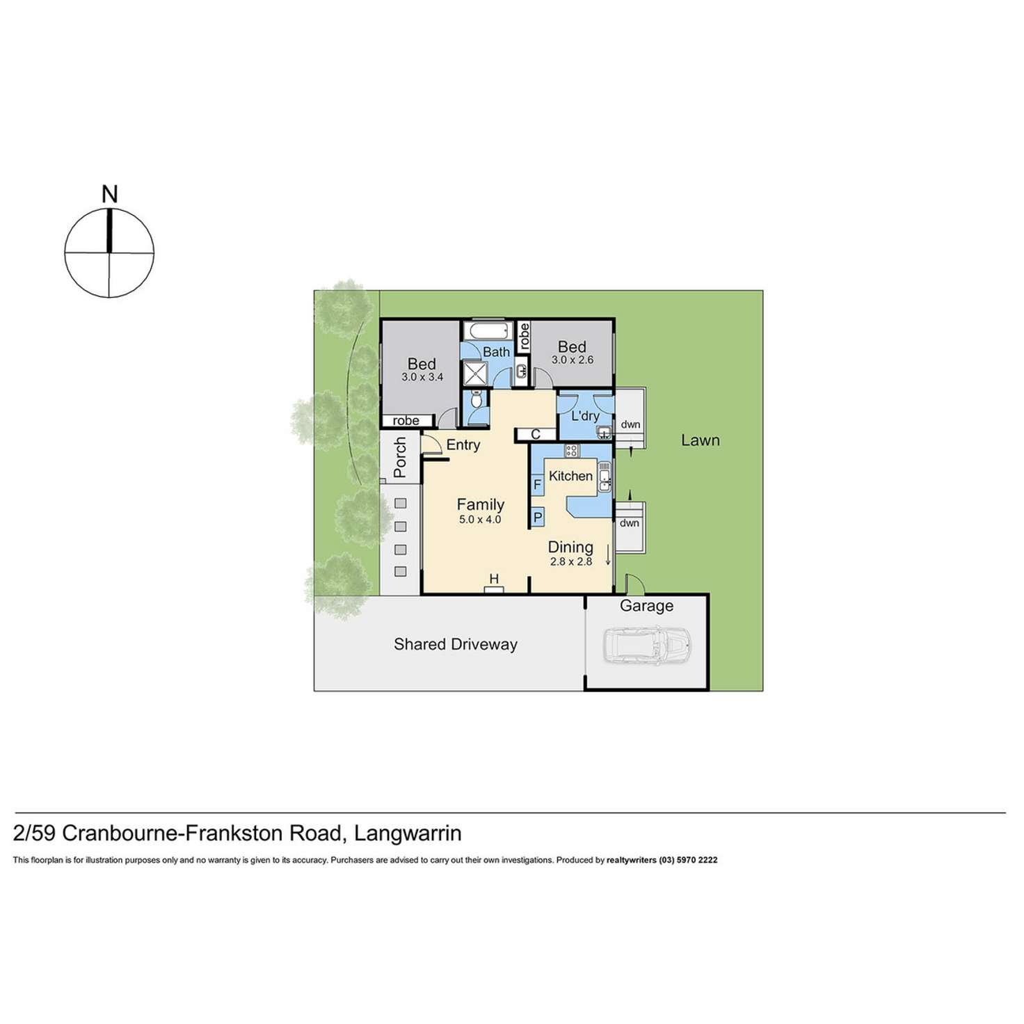 Floorplan of Homely unit listing, 2/59 Cranbourne - Frankston Road, Langwarrin VIC 3910