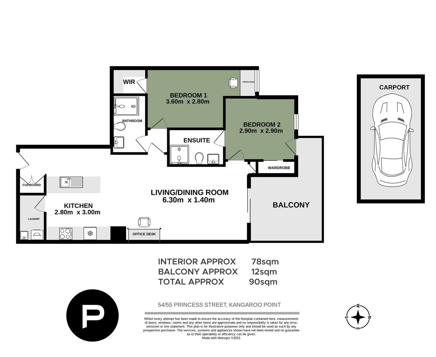 Floorplan of Homely apartment listing, 54/55 Princess Street, Kangaroo Point QLD 4169