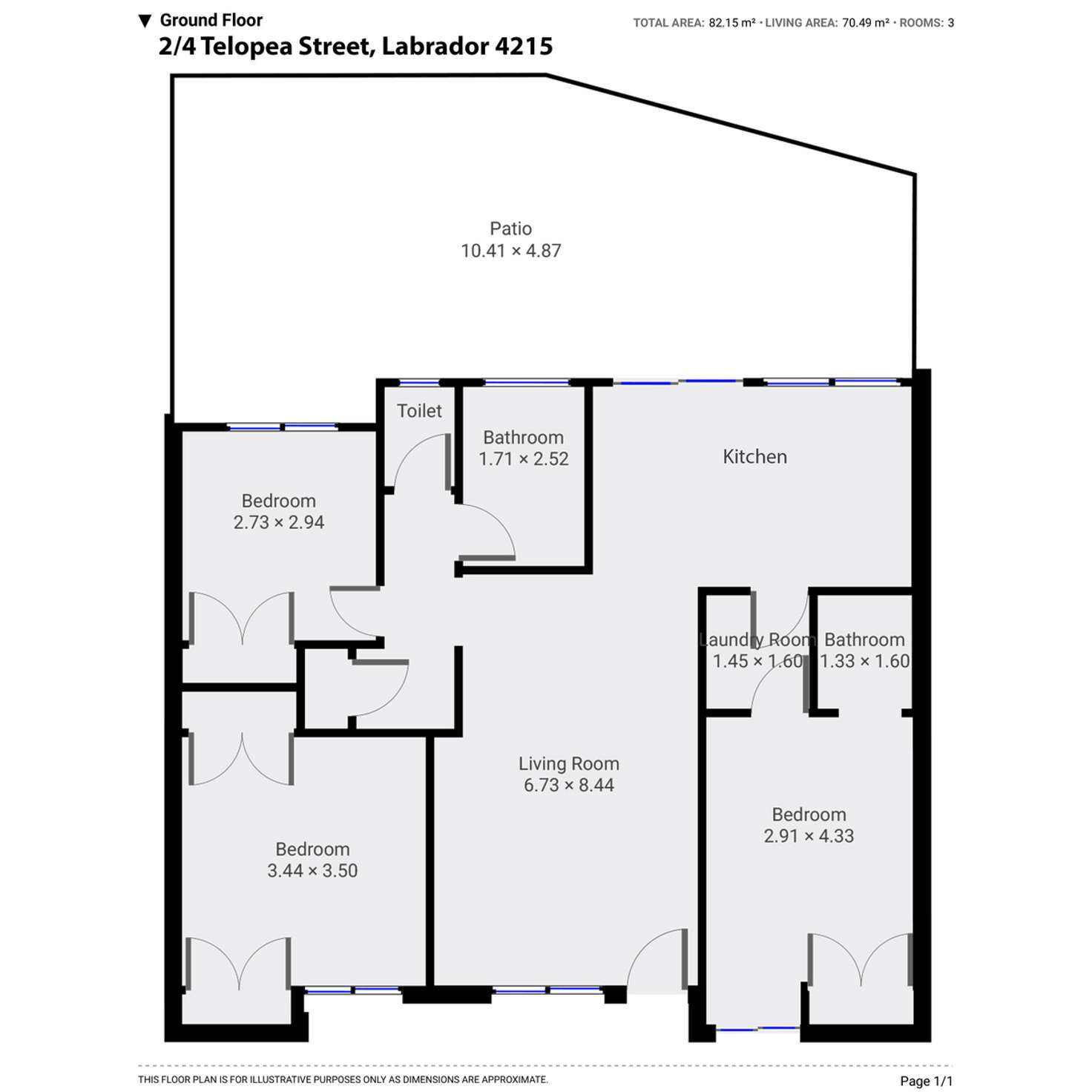 Floorplan of Homely semiDetached listing, 2/4 Telopea Street, Labrador QLD 4215